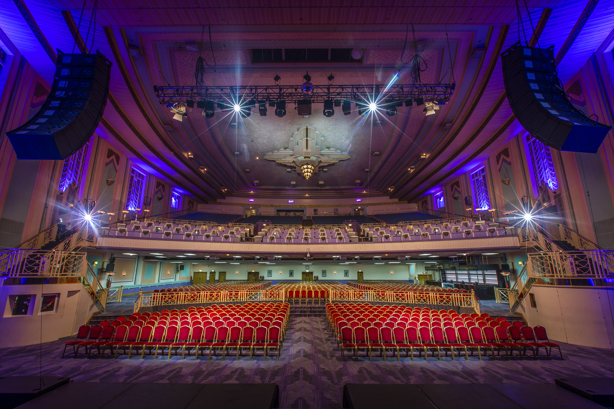 Grand Hall in Troxy with tiered seating, ideal for conferences and gala events.