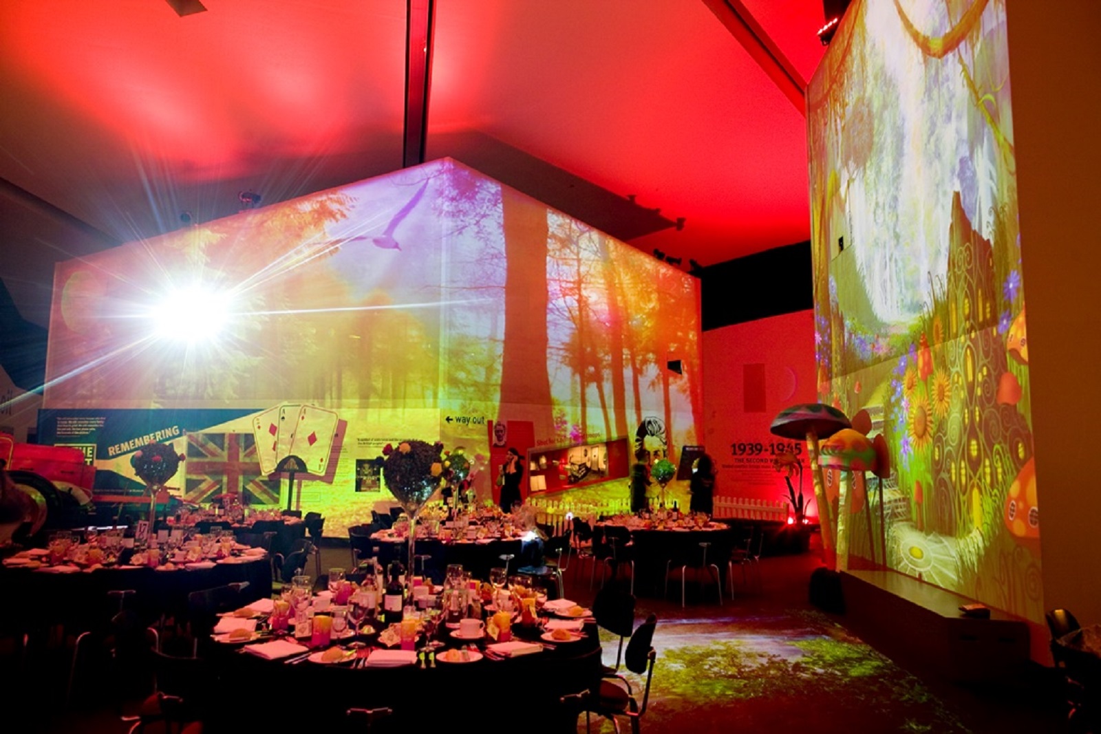 Main Exhibition Space at Imperial War Museum North, vibrant decor for formal events. - Banner