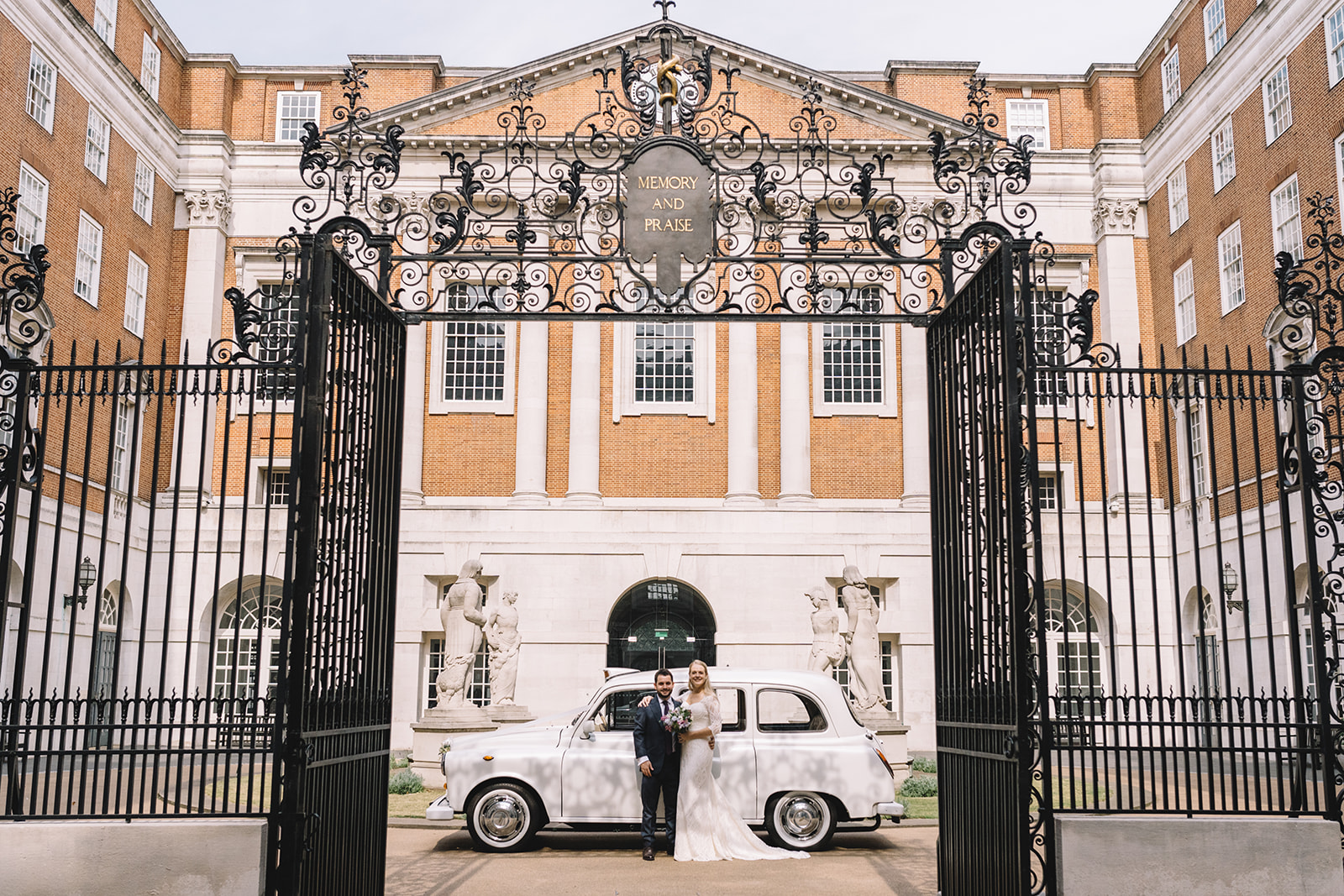 Historic BMA House courtyard wedding venue, vintage car