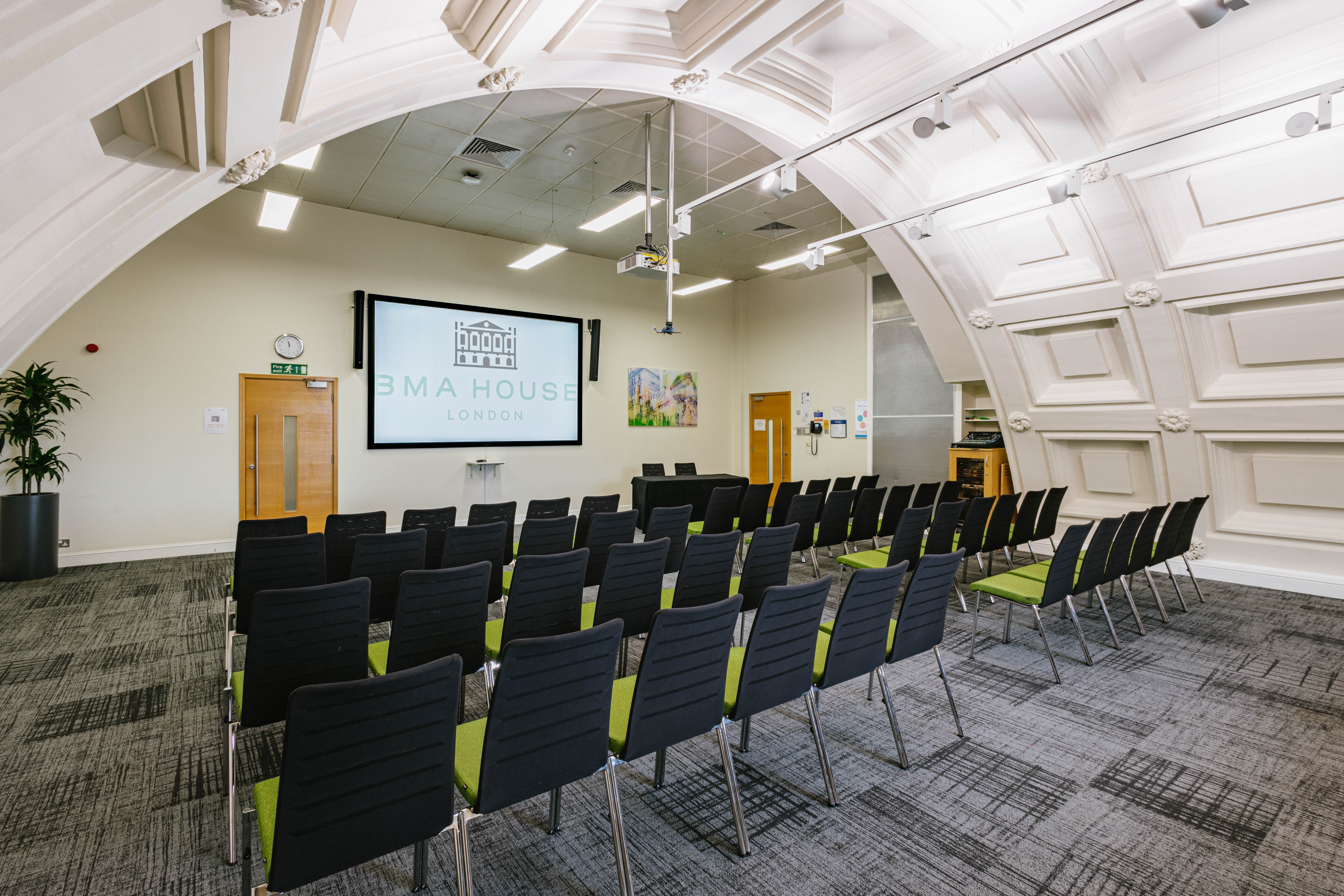Harvey room at BMA House: modern meeting space for conferences and workshops.