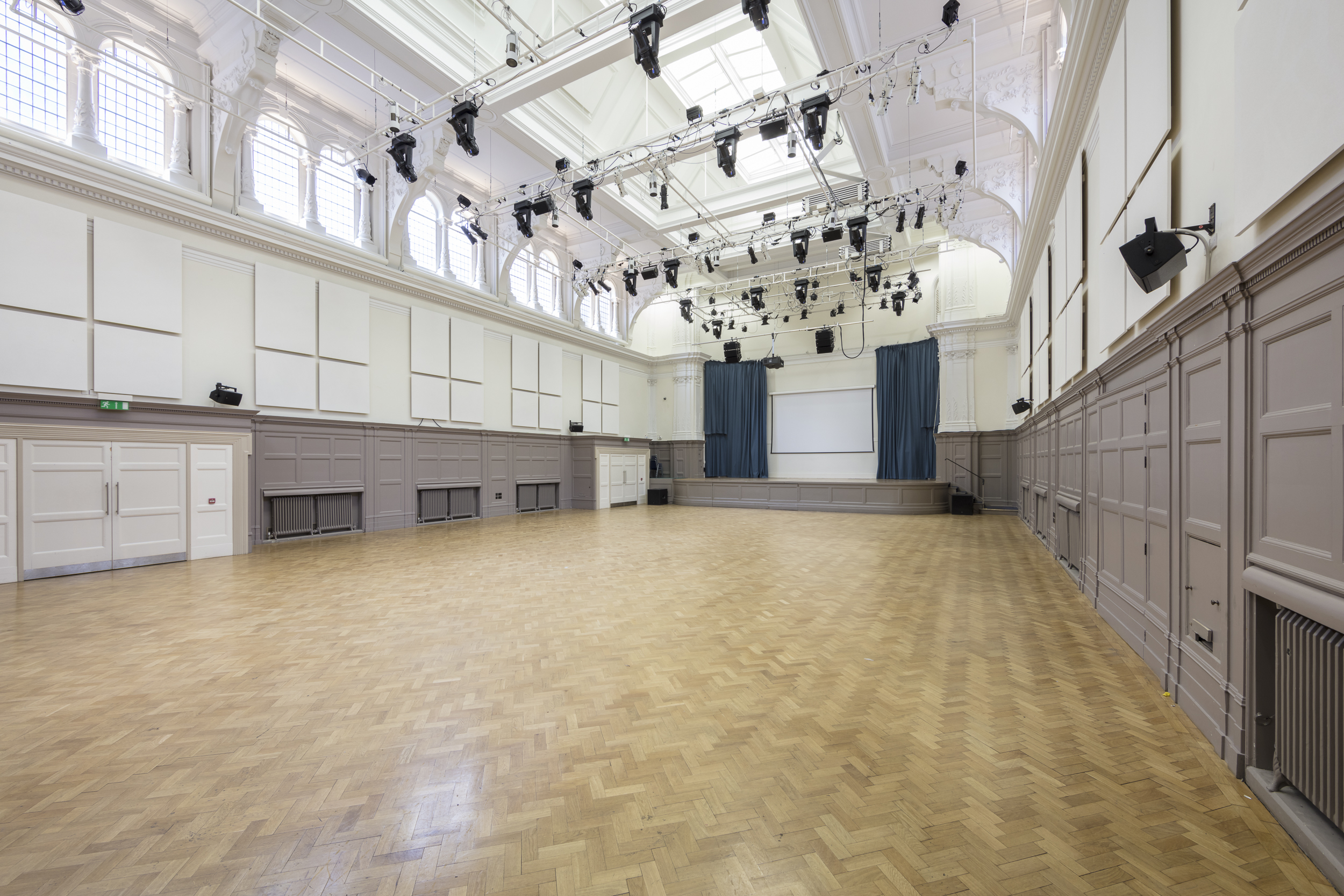 Great Hall at Bishopsgate Institute, spacious venue for conferences and banquets.