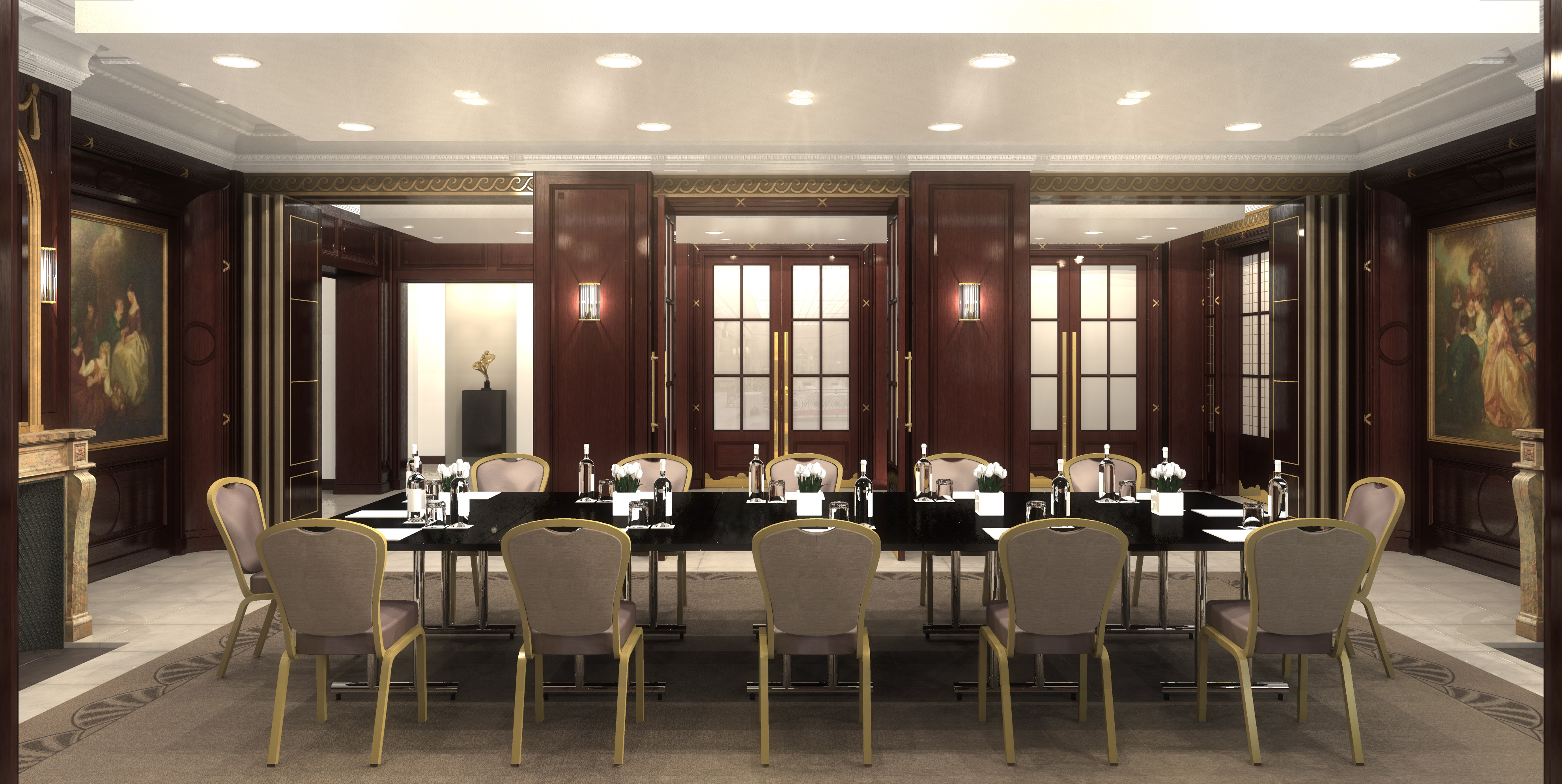 Executive Boardroom at The Waldorf Hilton, London - elegant meeting space for strategic planning.