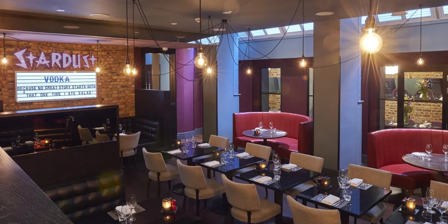 Chez Mal dining venue in London with modern decor, perfect for corporate events.