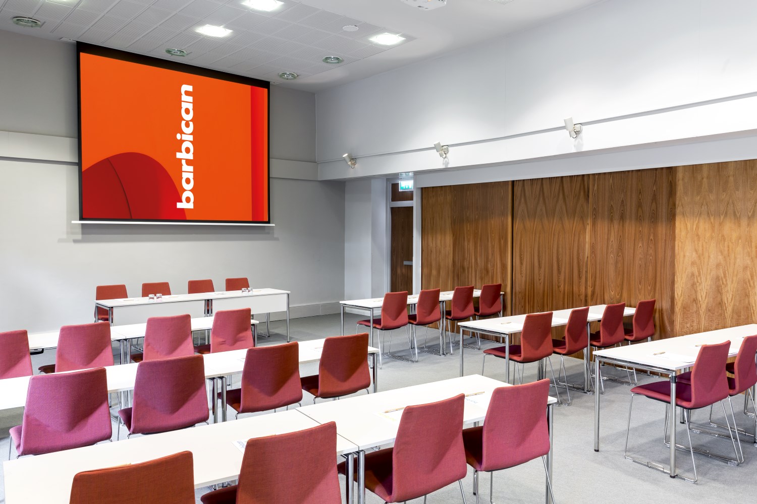 Modern meeting room at Barbican Centre, ideal for workshops and conferences.