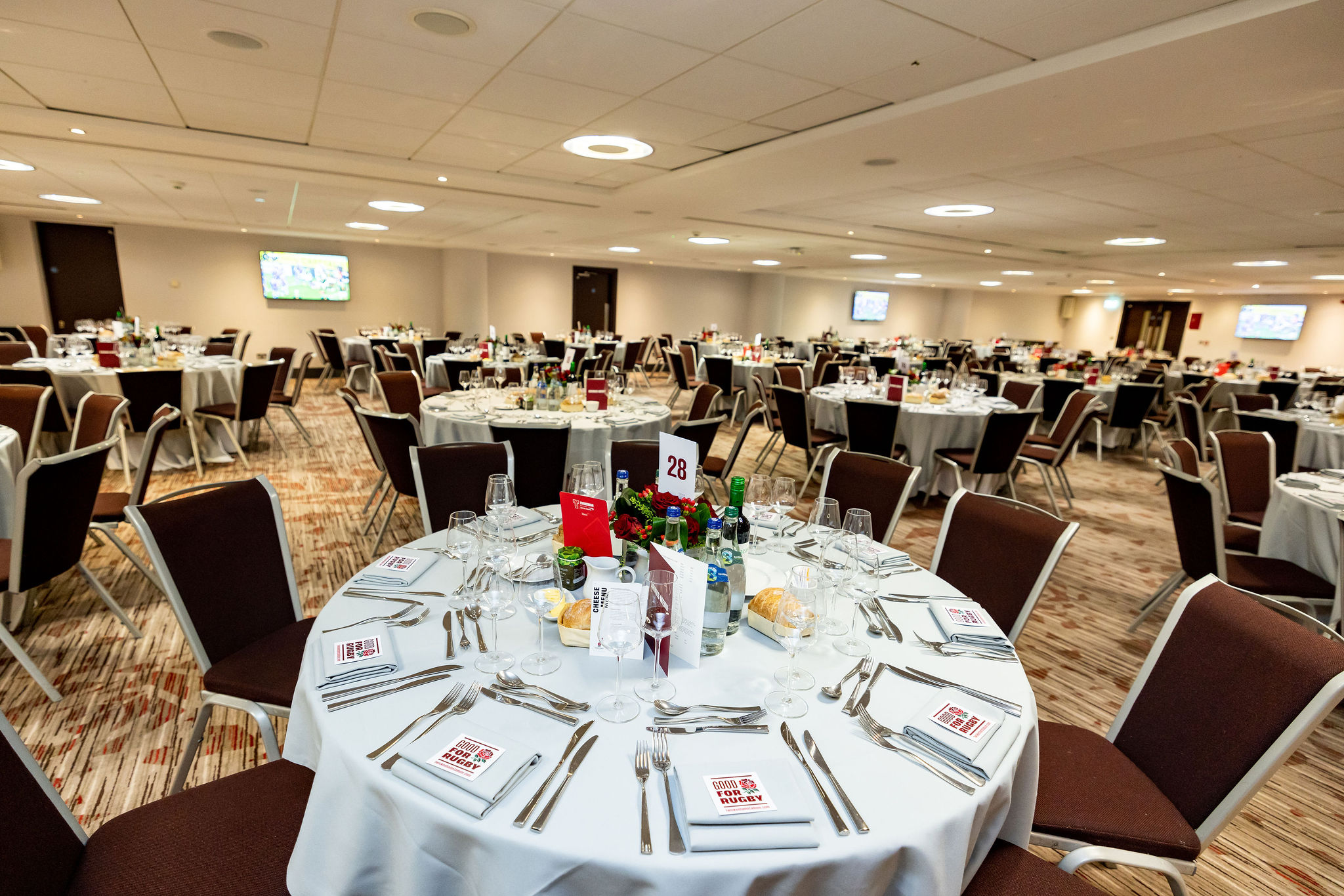 Nightingale Suite banquet setup at Allianz Stadium, Twickenham for events and meetings.