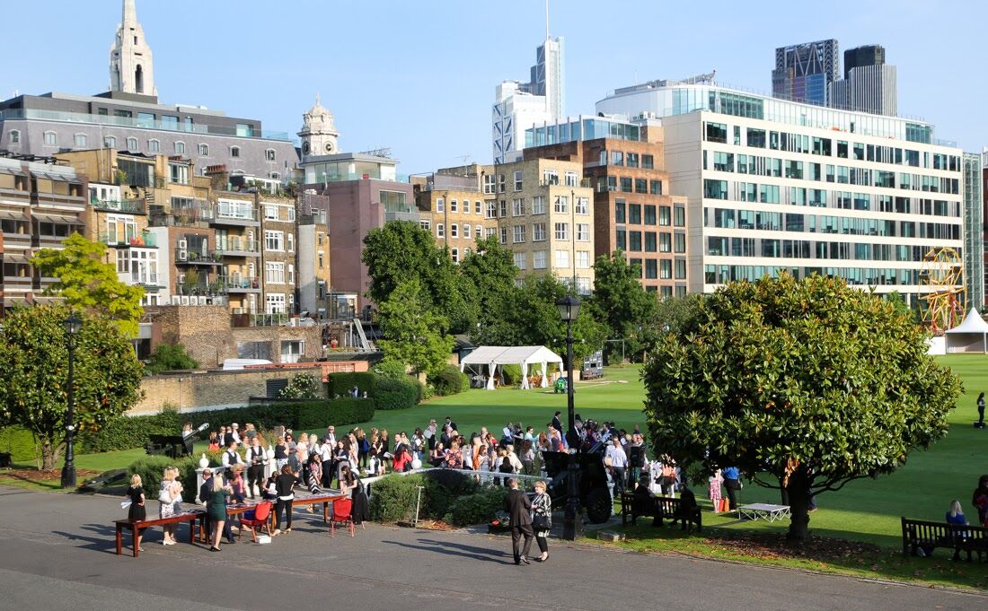 Artillery Garden event with lush greenery, ideal for corporate networking and social gatherings.