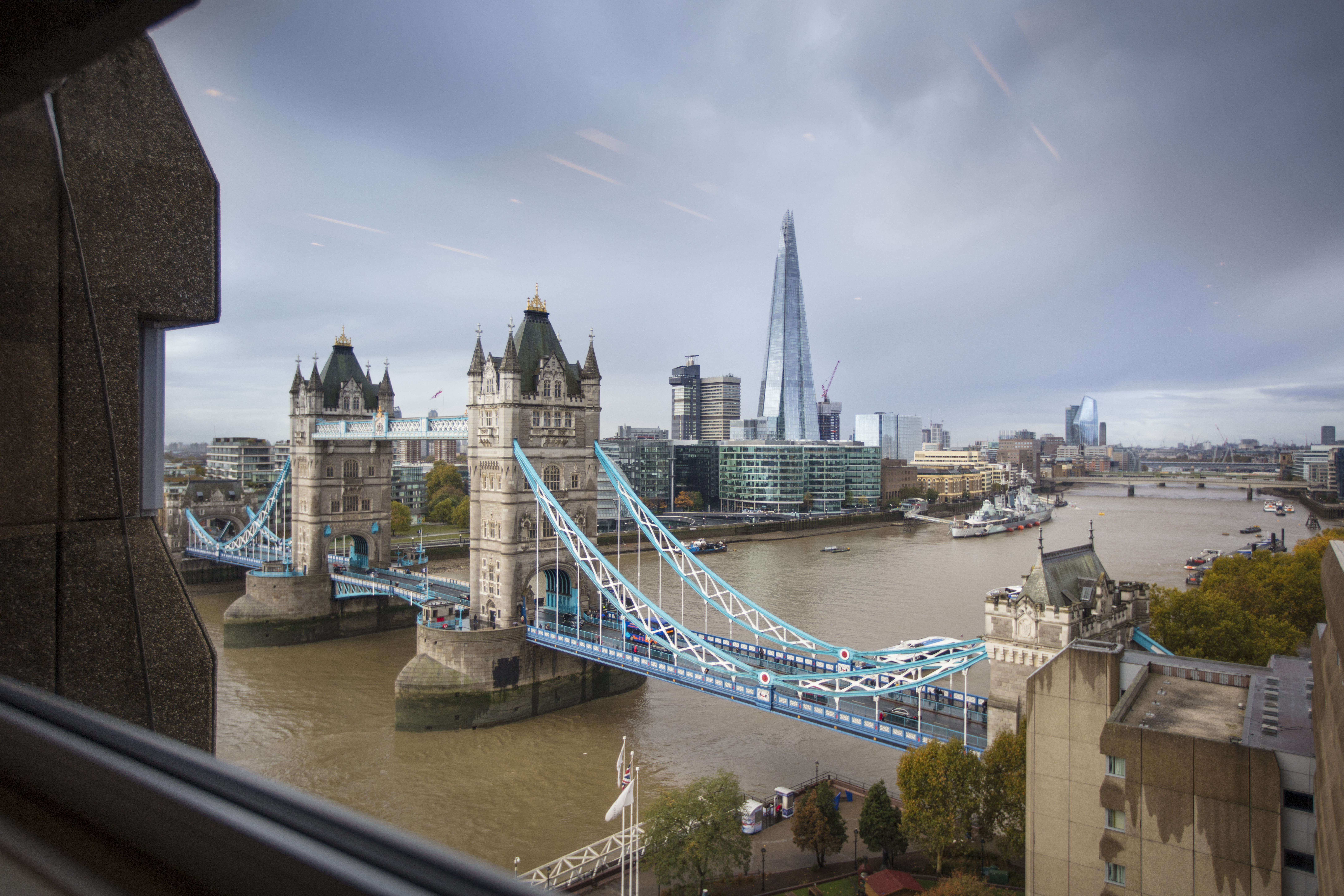 Belfast Suite view of Tower Bridge and The Shard, perfect for events in London.