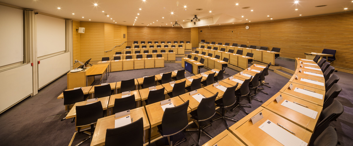 Edmond Safra Lecture Theatre at Saïd Business School, ideal for conferences and workshops.