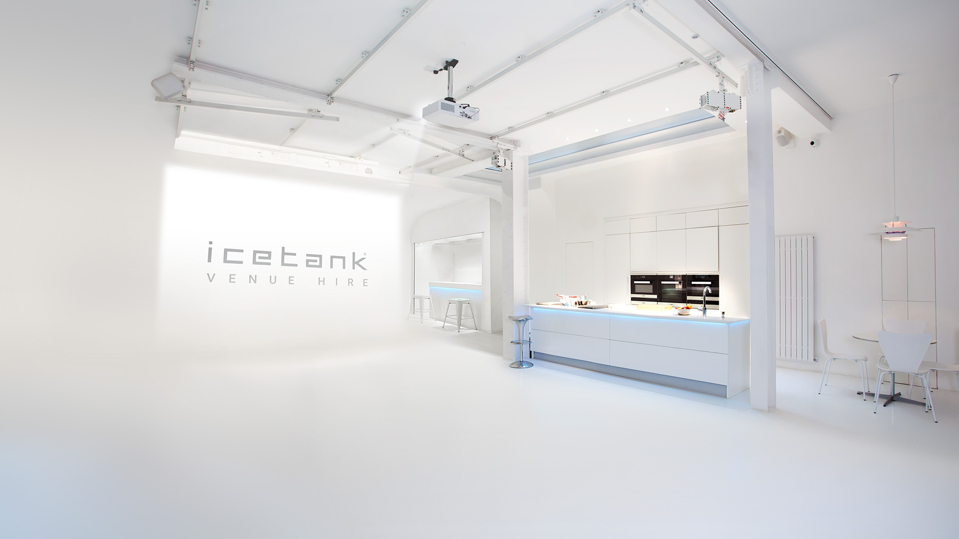 Sleek modern event space for corporate meetings and creative workshops at Icetank.