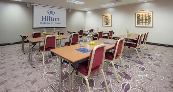 Hawking suite at Hilton Cambridge: professional meeting room for events and presentations.
