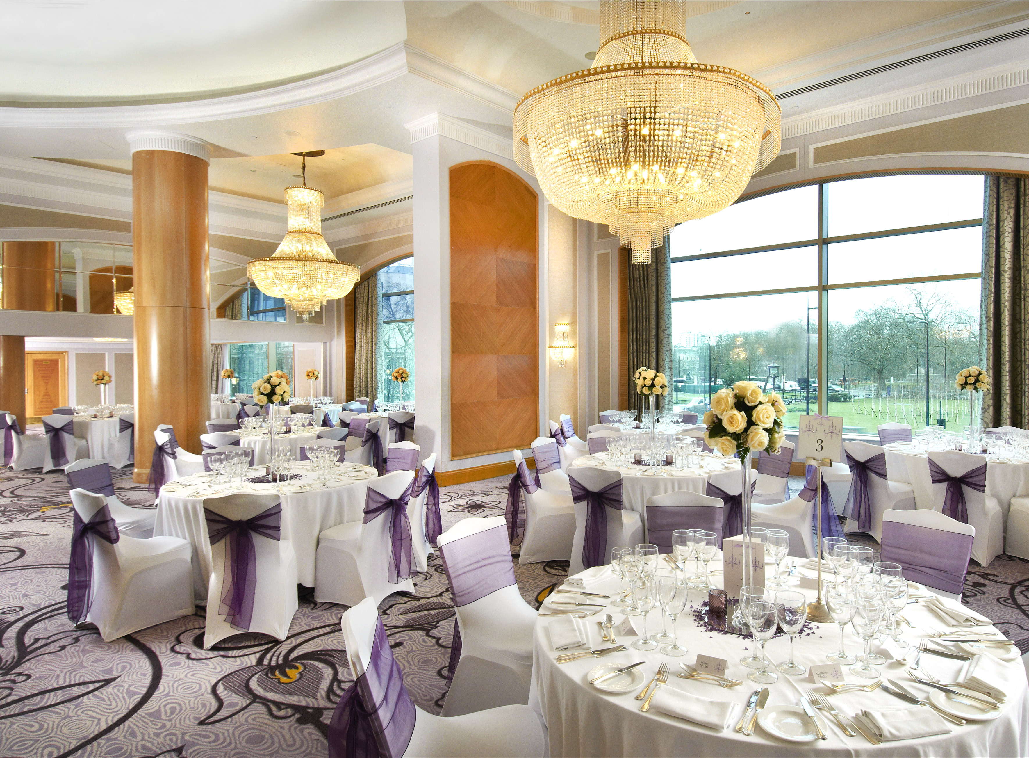 Wellington Ballroom at London Hilton, elegant event space for weddings and corporate events.