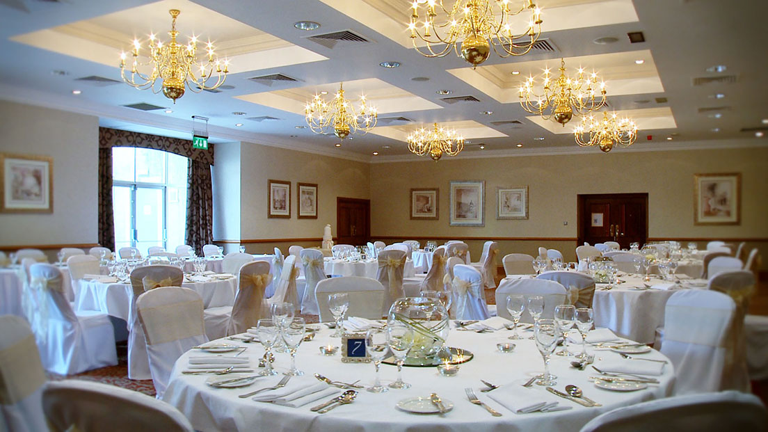 Elegant banquet hall at Norton House Hotel, perfect for weddings and corporate events.