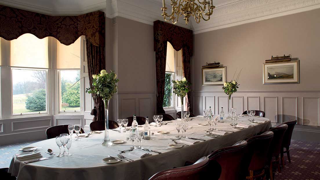 Elegant dining setup in Norton House Hotel meeting room for corporate events.