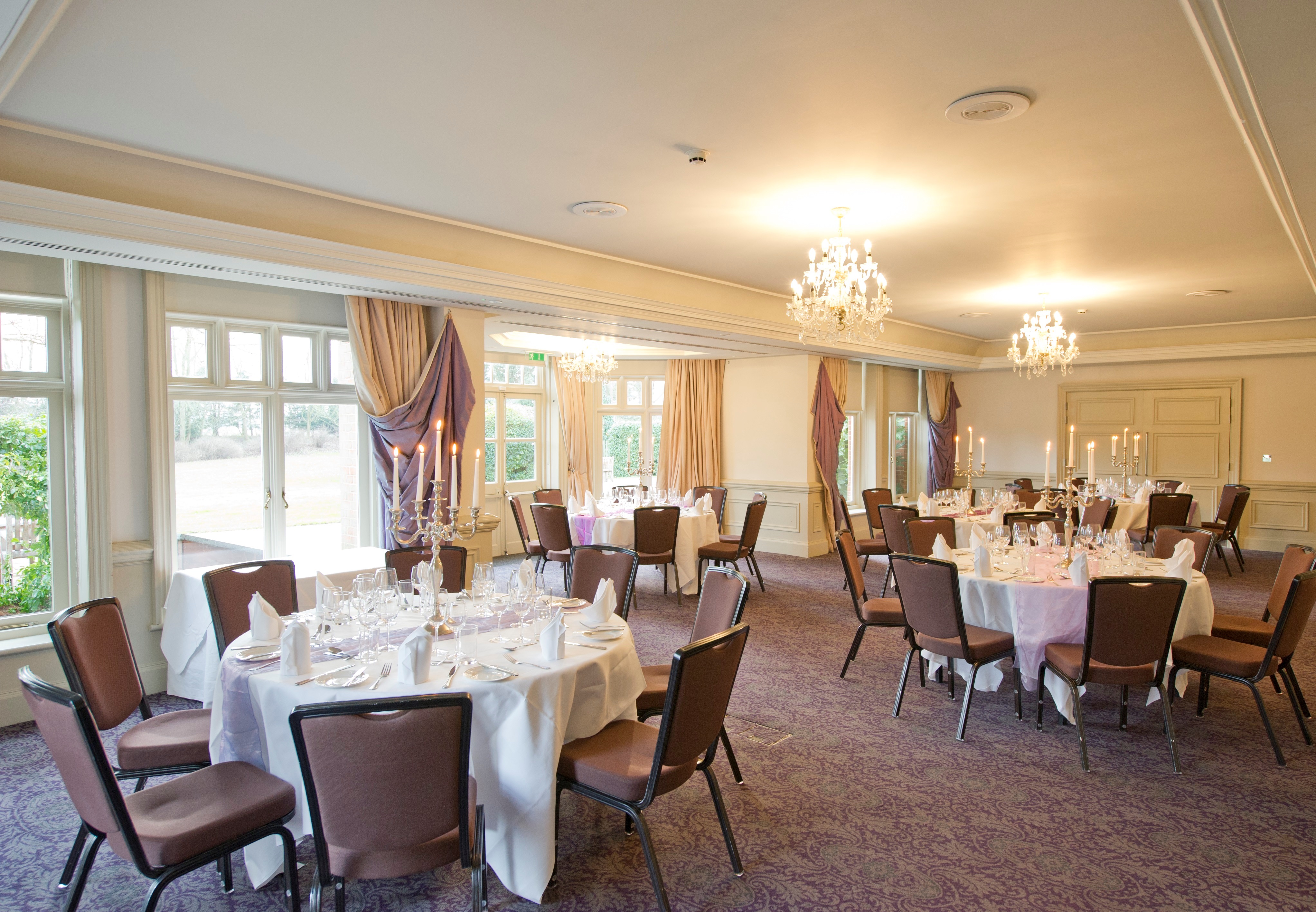 Cornwall Suite at Woodlands Park Hotel, elegant event space for weddings and corporate gatherings.