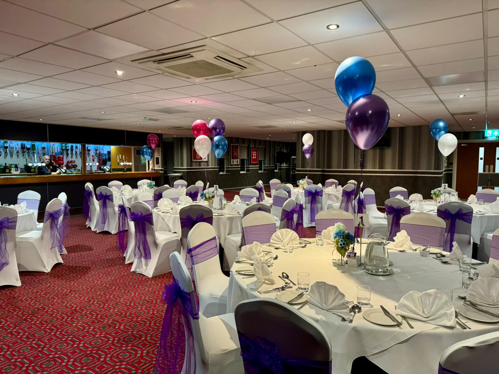 Alan Buckley Lounge at Walsall FC, elegantly set for weddings and corporate events.