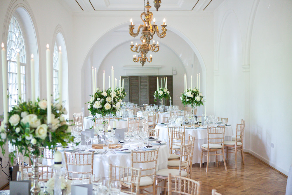 Elegant event space at One Marylebone with floral centerpieces, ideal for weddings and gatherings.
