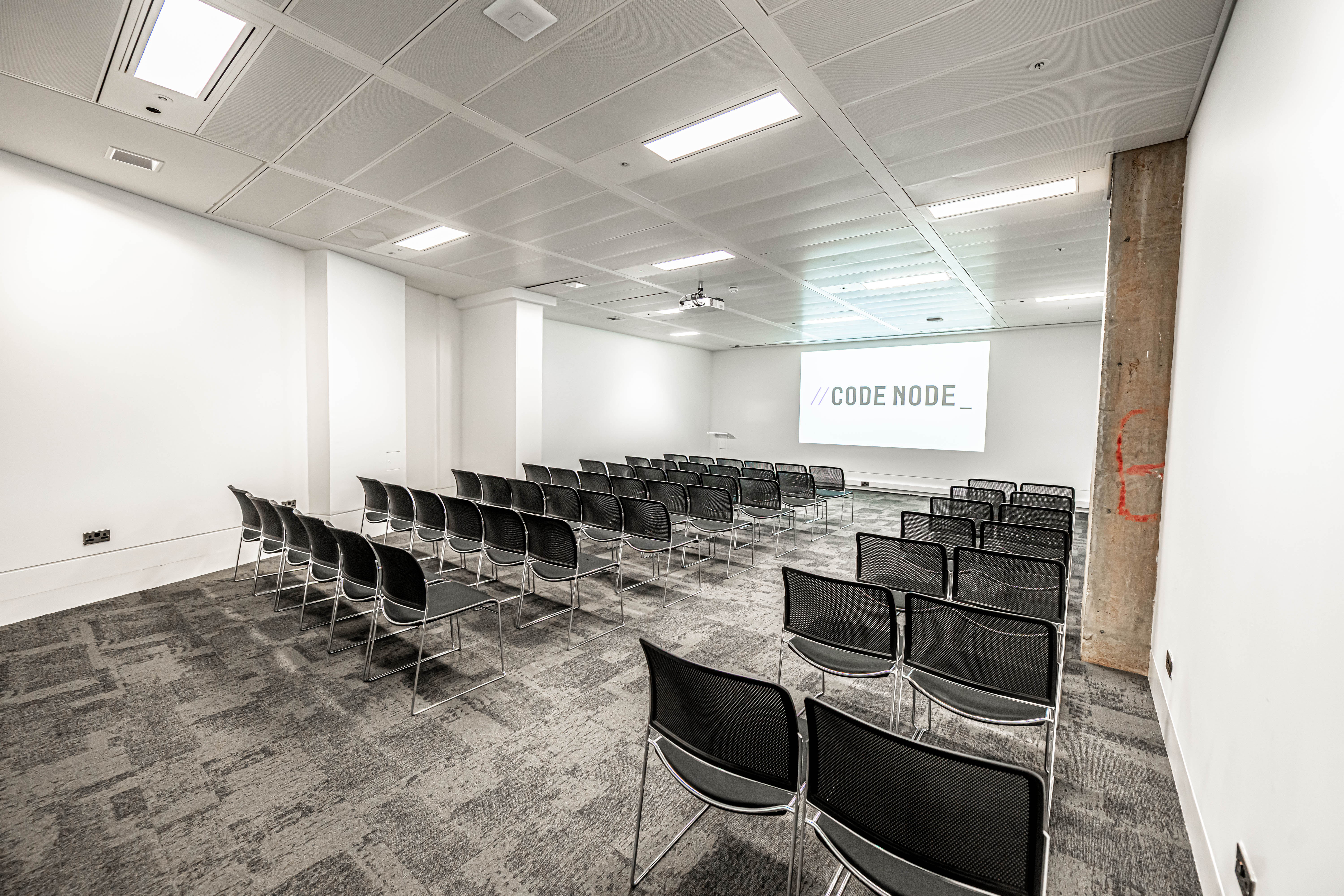 Backspace CodeNode event, projector screen