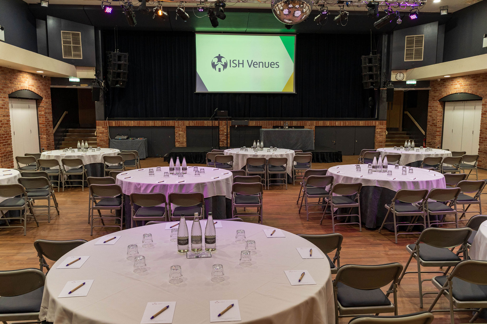 Event reception venue stage screen conference networking