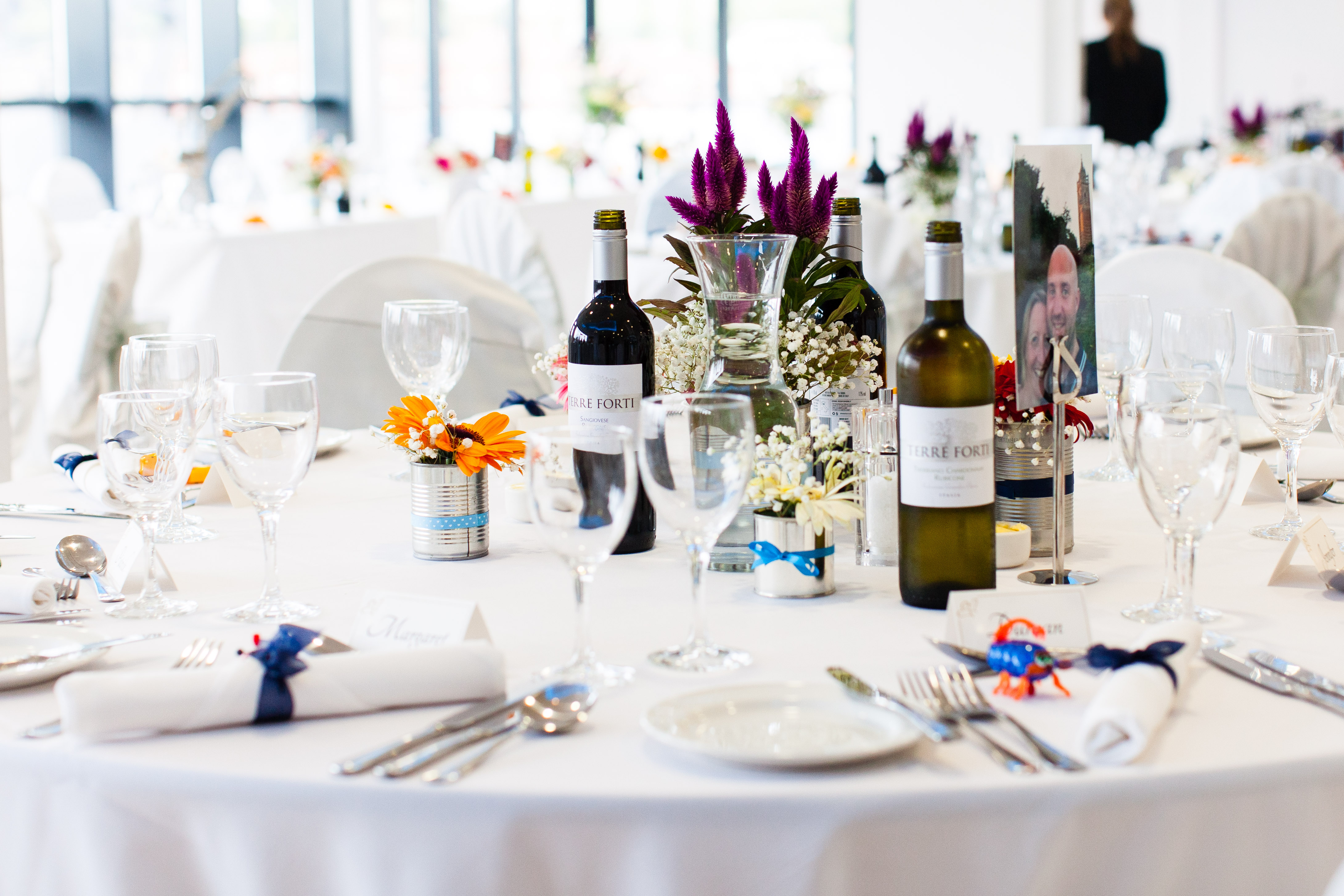 Elegant dining table setup in M Shed for formal events and celebrations.