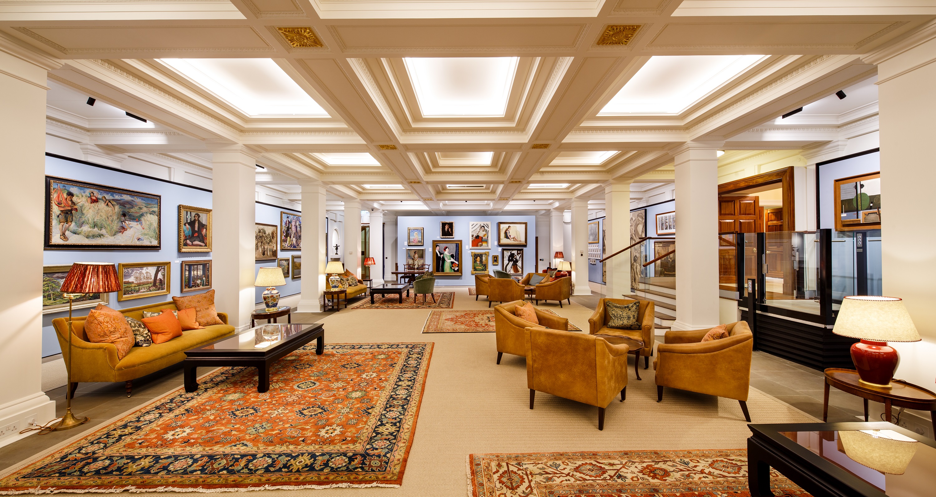 Ambulatory at Mercers' Hall featuring lounge seating for VIP receptions and corporate events.