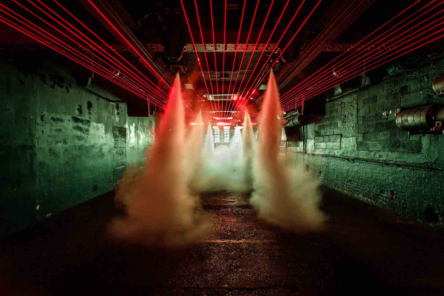 Electrowerkz red laser industrial event entrance