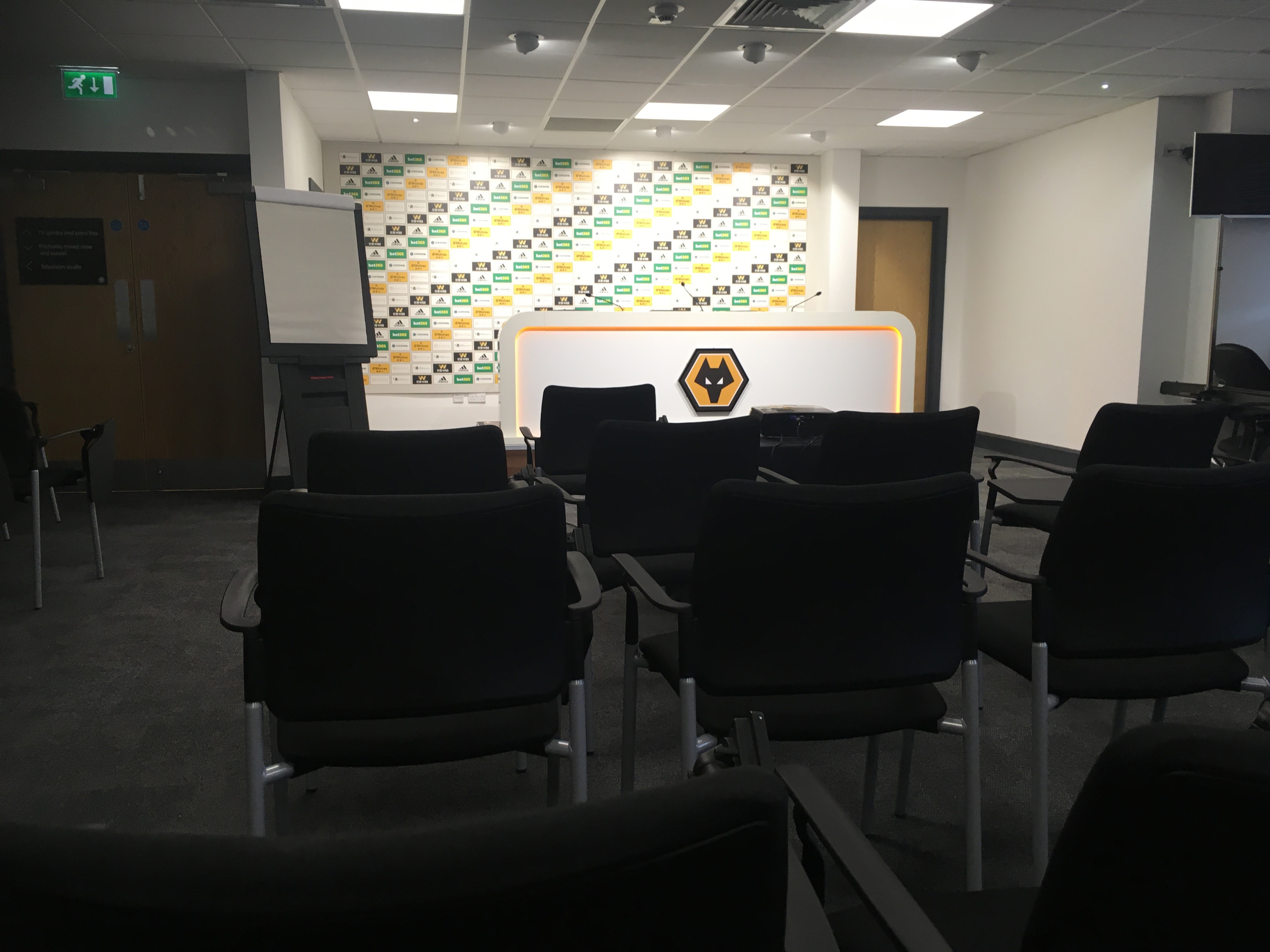Media Suite at Molineux Stadium, ideal for presentations and press conferences.