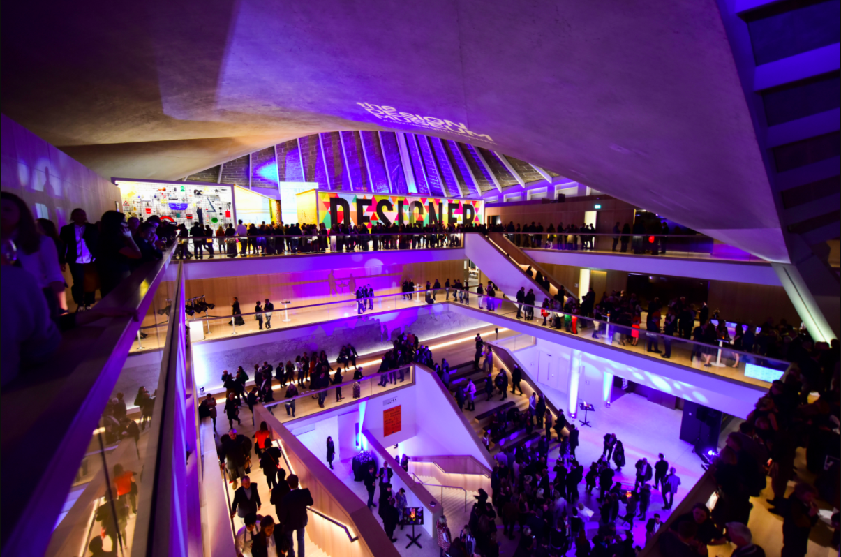 Vibrant event space in Design Museum Atrium, ideal for fashion shows and conferences.