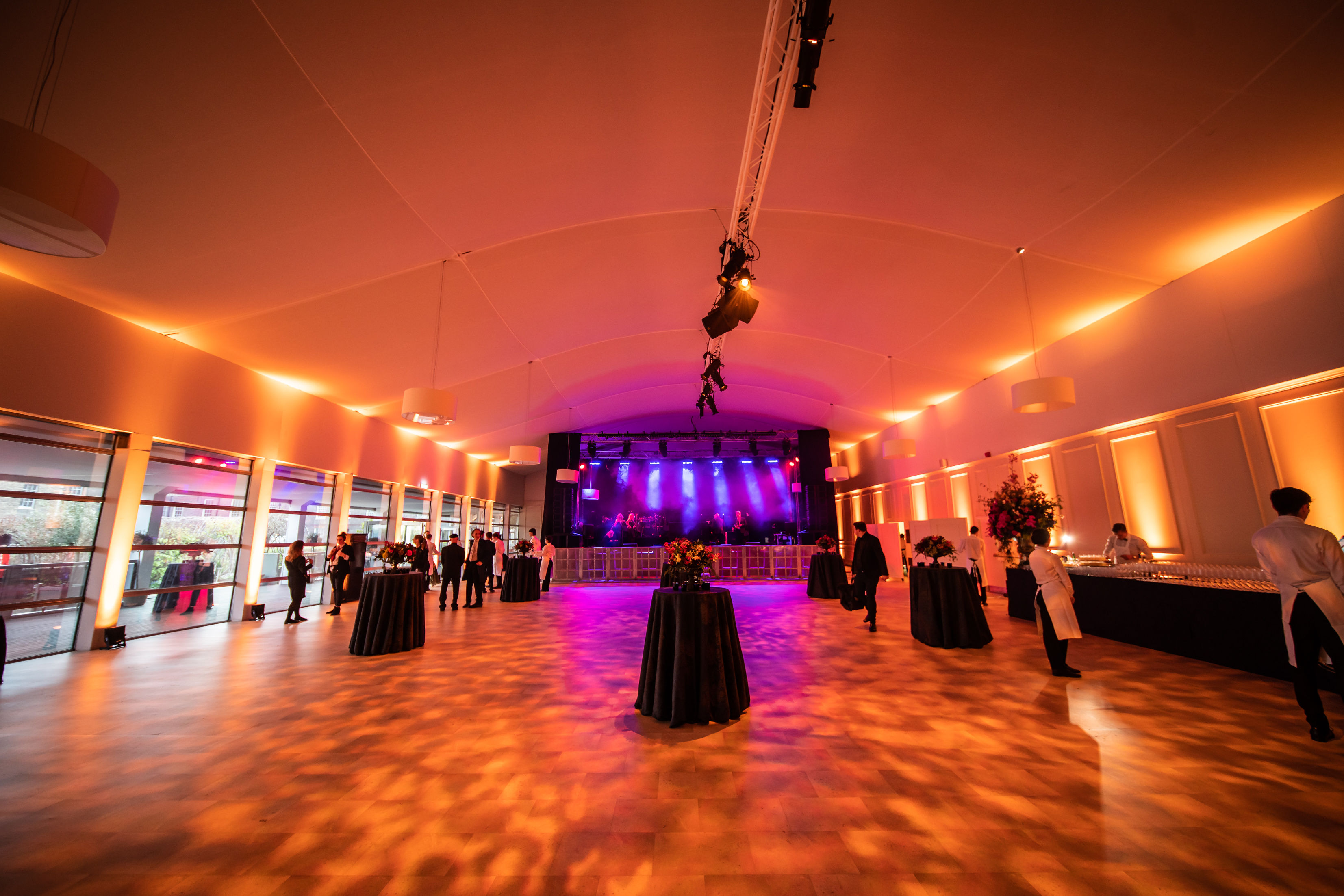 Kensington Palace Pavilion event venue with elegant lighting, perfect for upscale gatherings.