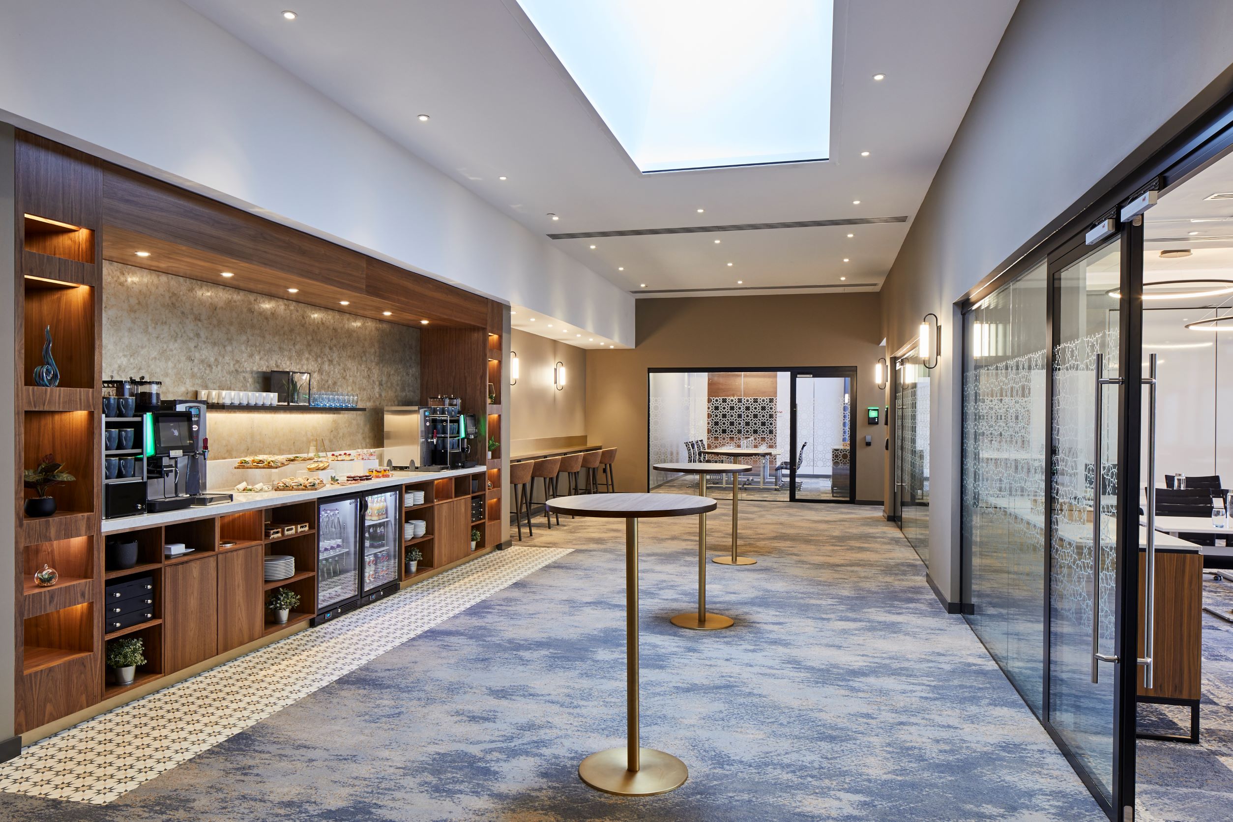 St. David's Suite at Cardiff Marriott: modern event space with coffee station, ideal for meetings.