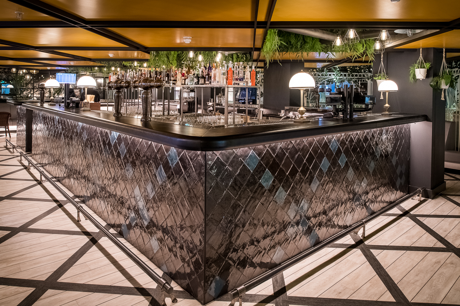 Sleek Grand Hotel Bar at Swingers West End, perfect for networking events and receptions.