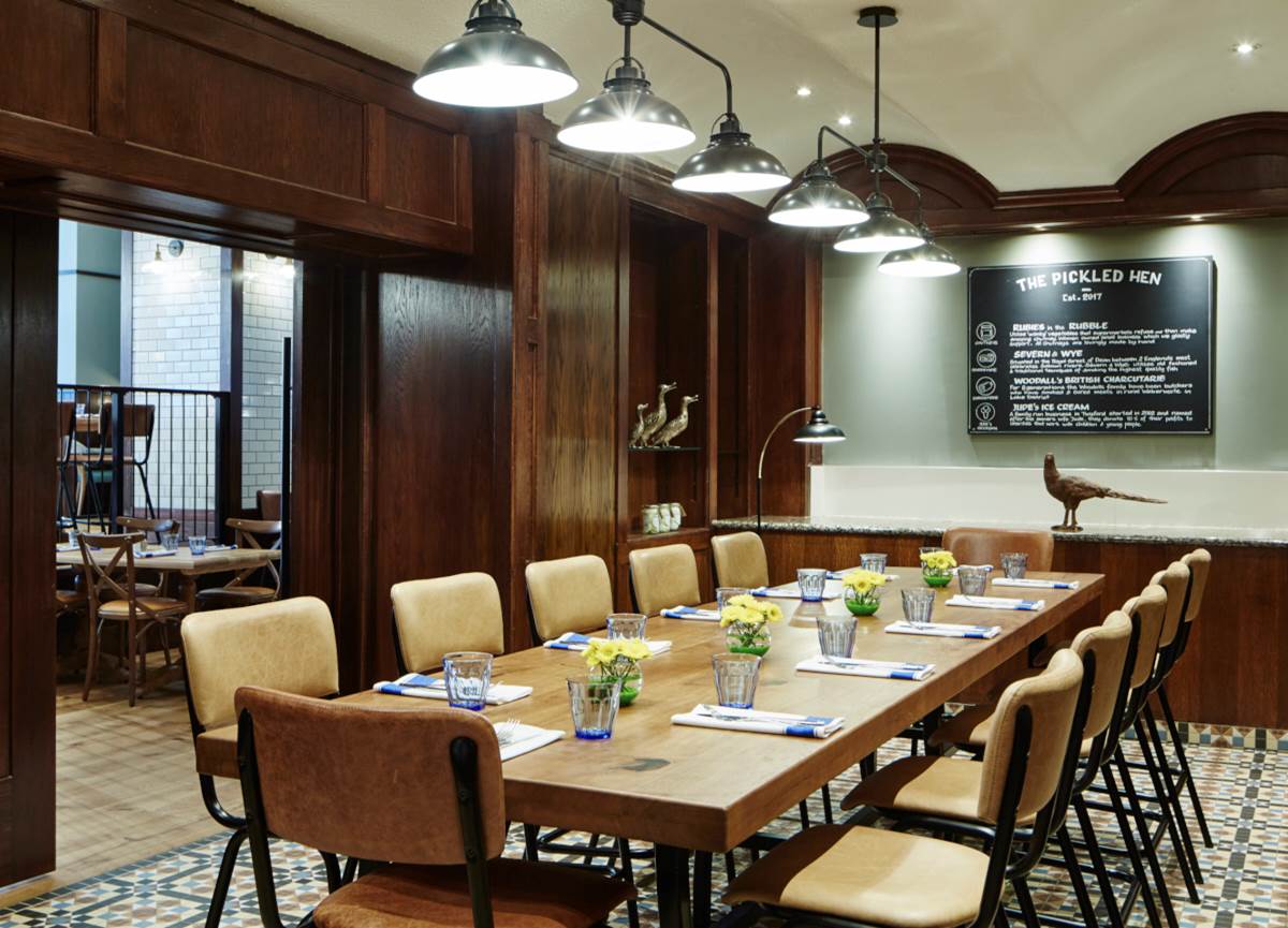 Intimate meeting space at The Pickled Hen, ideal for corporate events and private dinners. - Banner