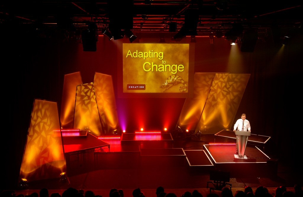 Dynamic event stage at Patrick Studio, Birmingham Hippodrome for impactful presentations. - Banner