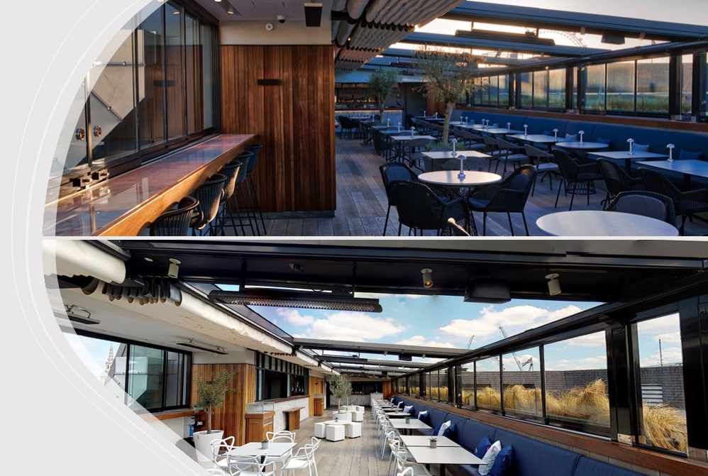 Modern open-air event space at The Deck, ideal for networking and workshops.