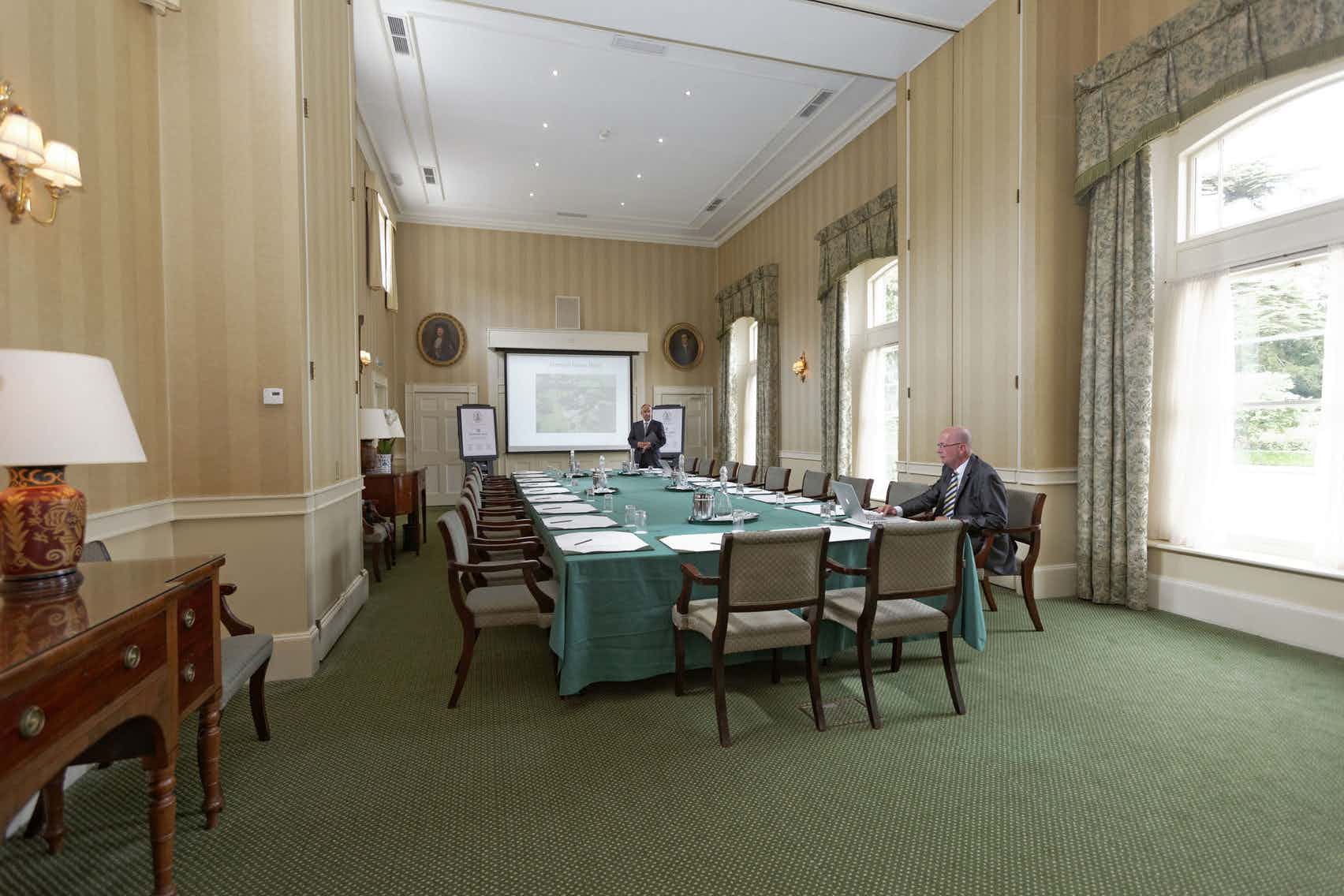 Meeting room at Hartwell House Hotel, elegant decor for corporate events and workshops.
