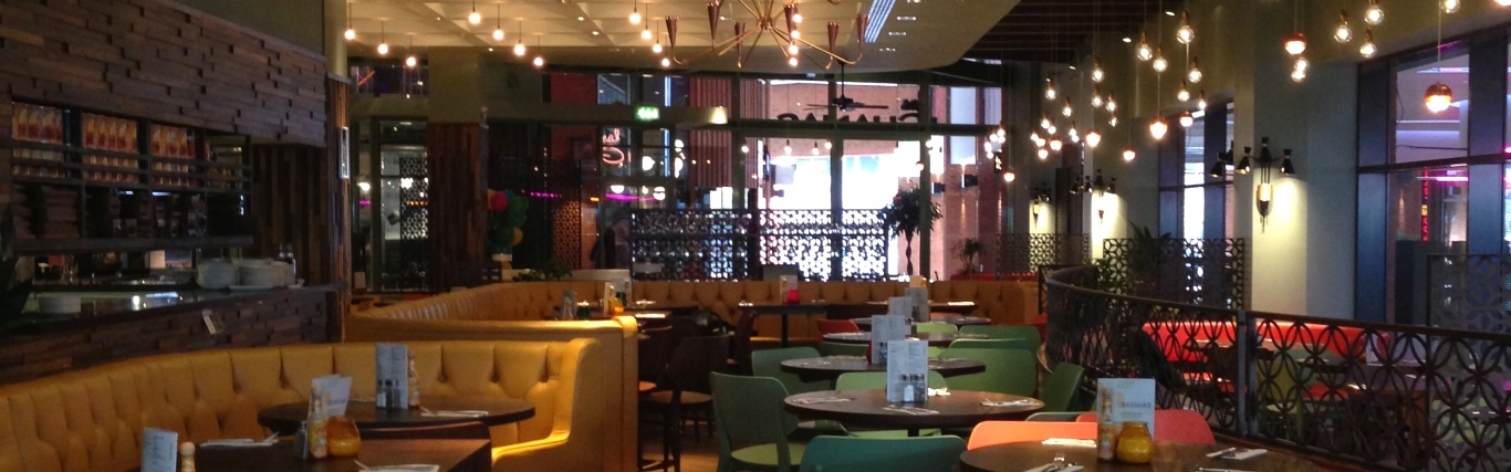 Vibrant dining space at Las Iguanas Wembley, ideal for events and gatherings.