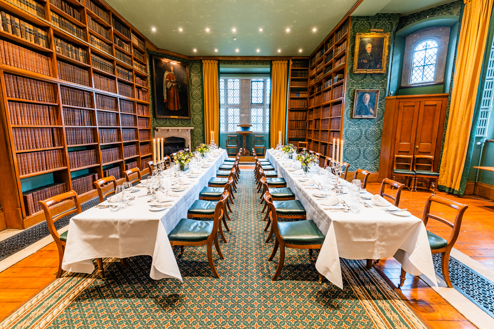 Old Court Room dining setup with elegant decor for formal events and corporate dinners.