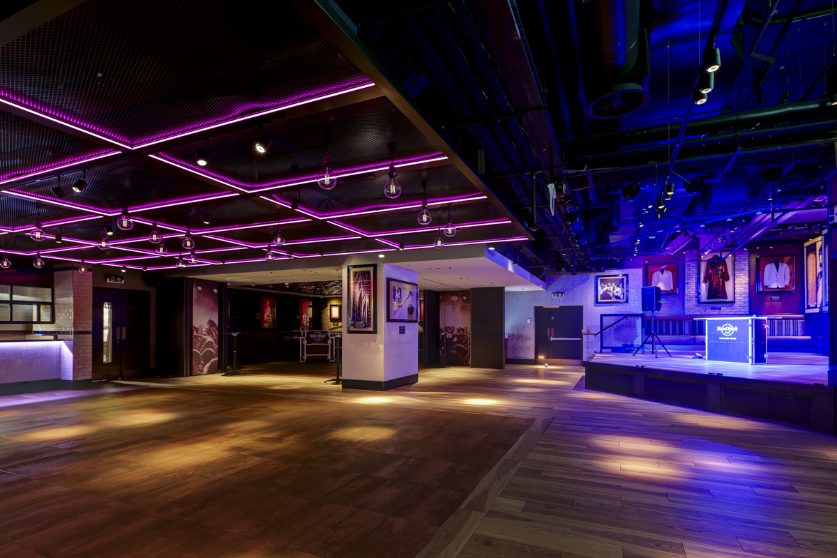 Full Venue Hire at Hard Rock Cafe Piccadilly Circus, modern design for events and meetings.