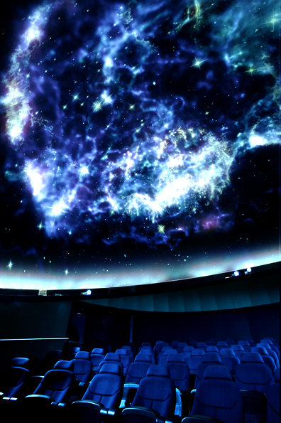 Planetarium at Thinktank with vibrant celestial backdrop for immersive events.