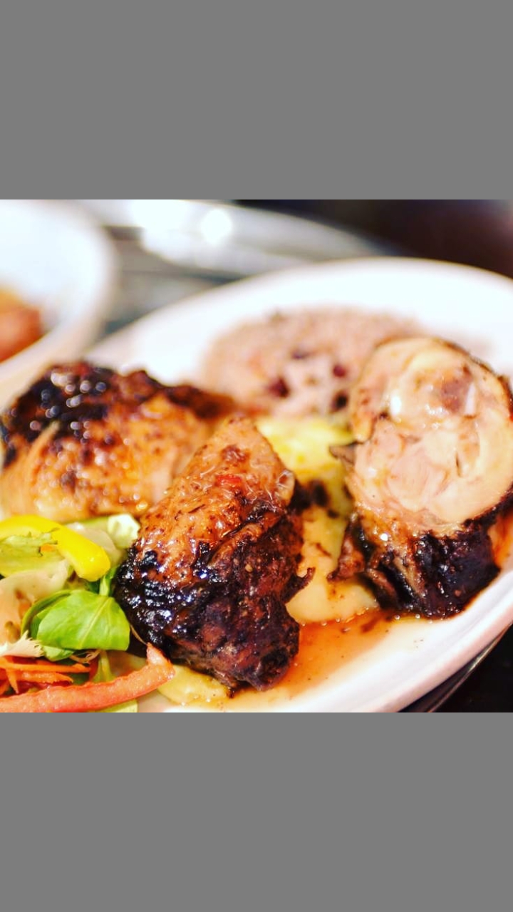 Succulent roasted chicken dish at Escape venue, perfect for events and meetings.