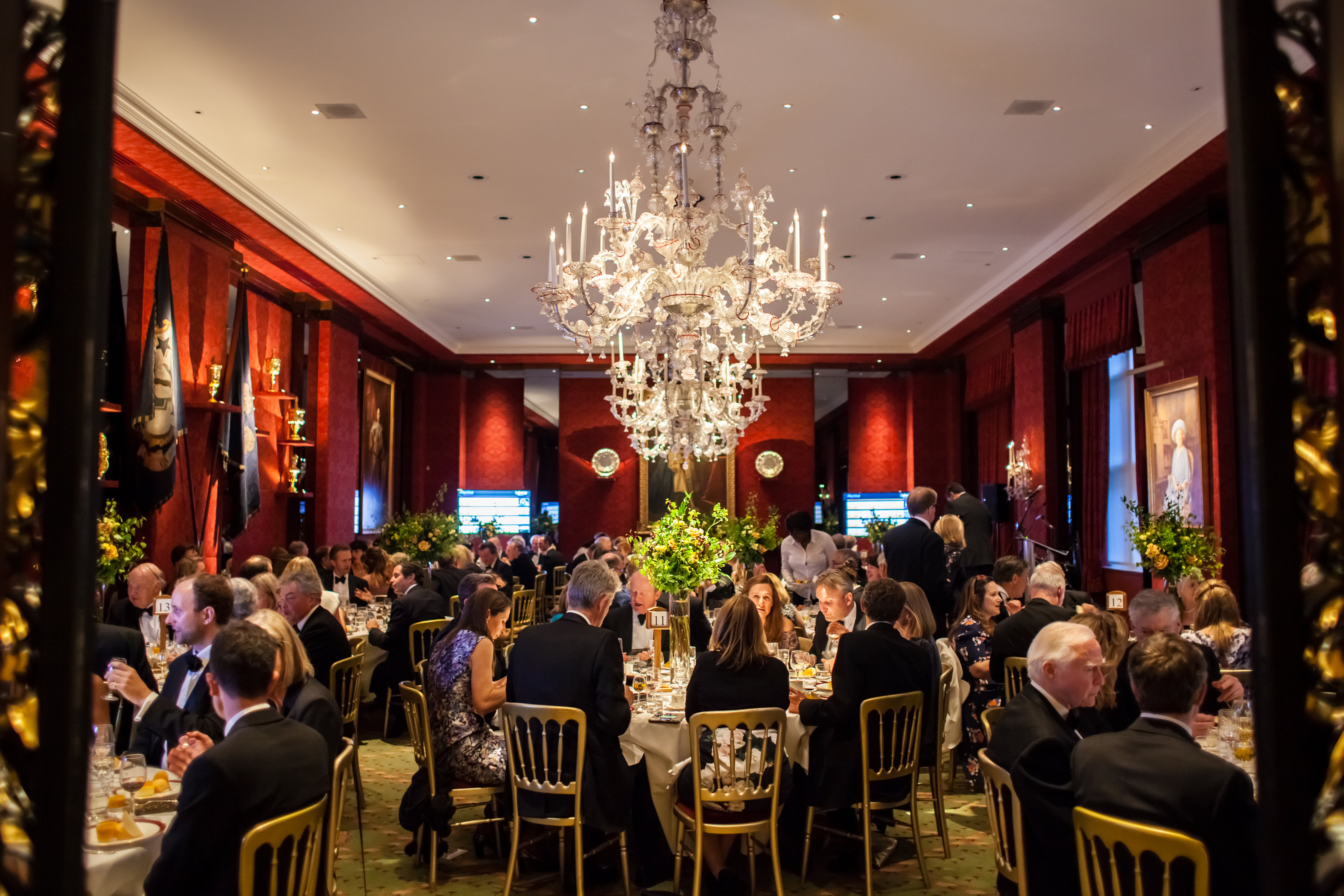 Elegant banquet in Livery Hall, featuring a grand chandelier for gala events. - Banner
