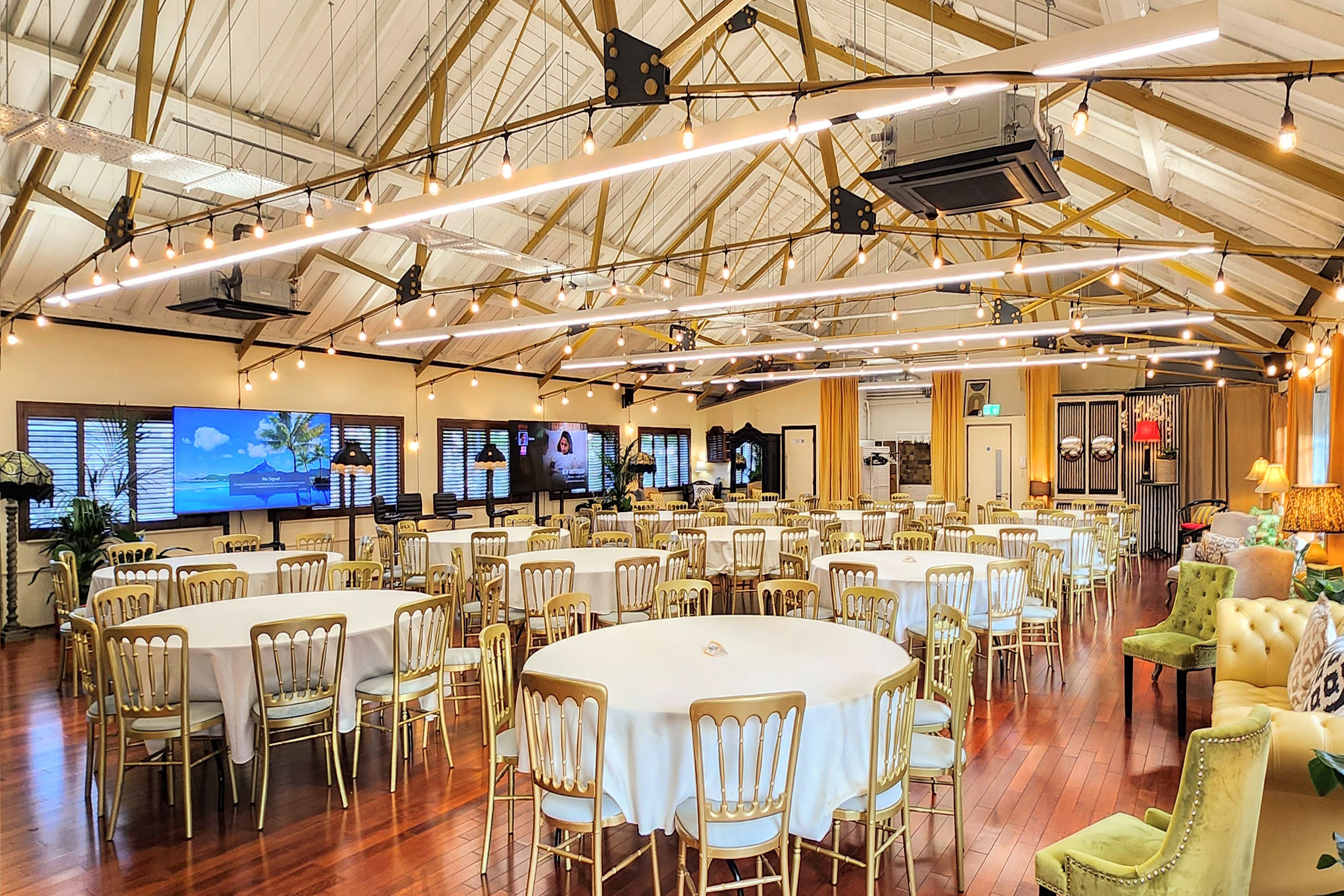 New Victorian Loft venue, ambient light, banquet, conference.