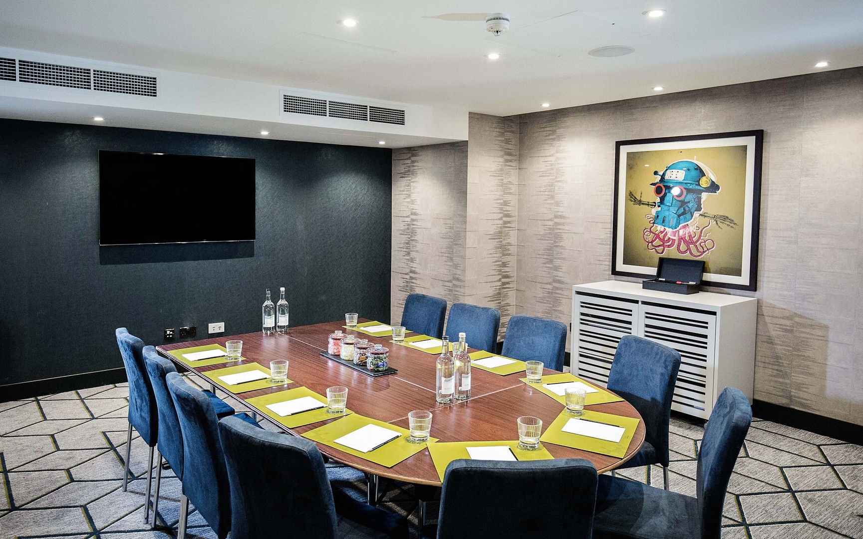 Meeting room with oval table, ideal for professional gatherings in Malmaison Birmingham.