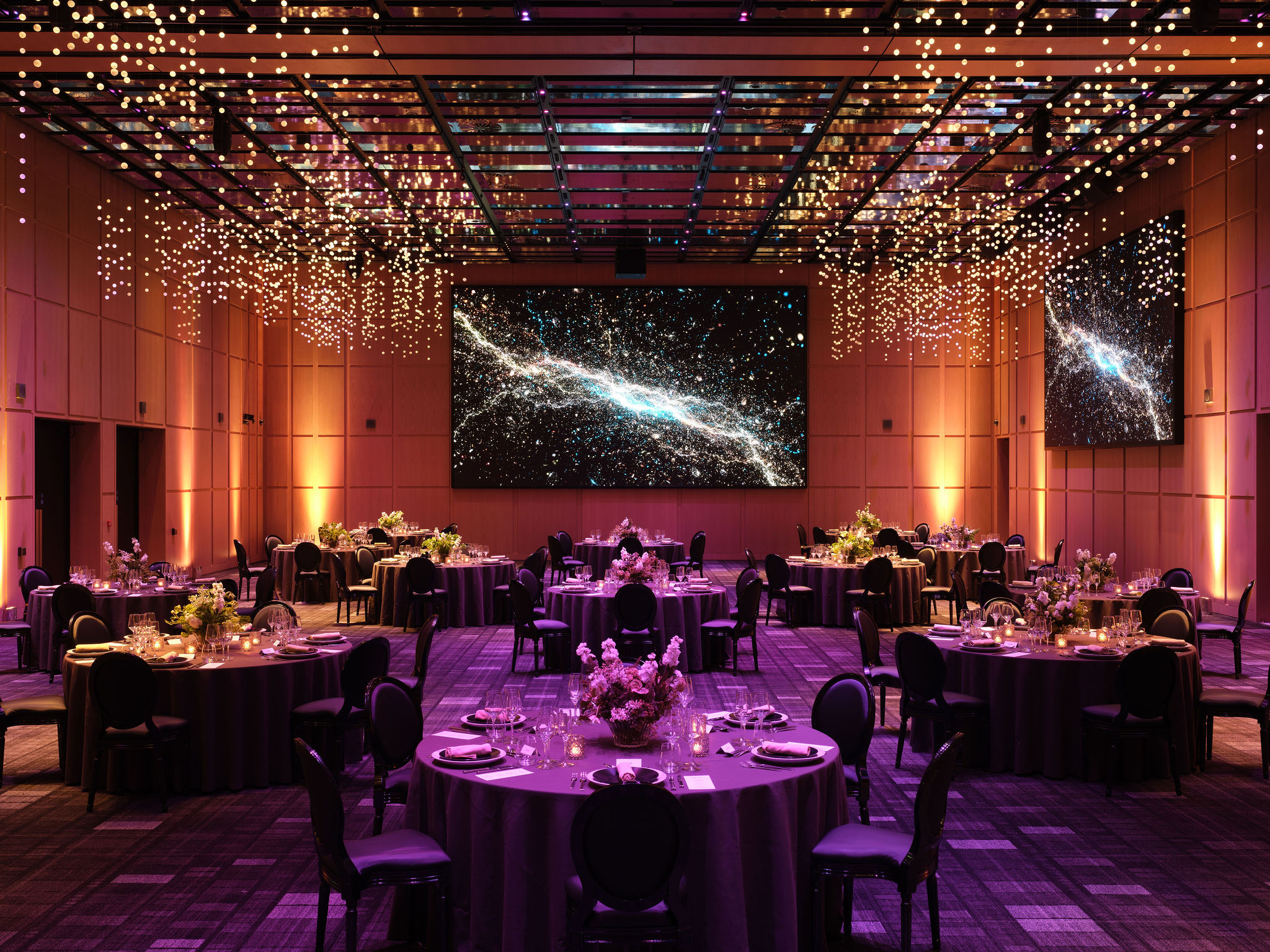 Elegant Pacific Ballroom in Pan Pacific London, perfect for upscale events and gatherings.