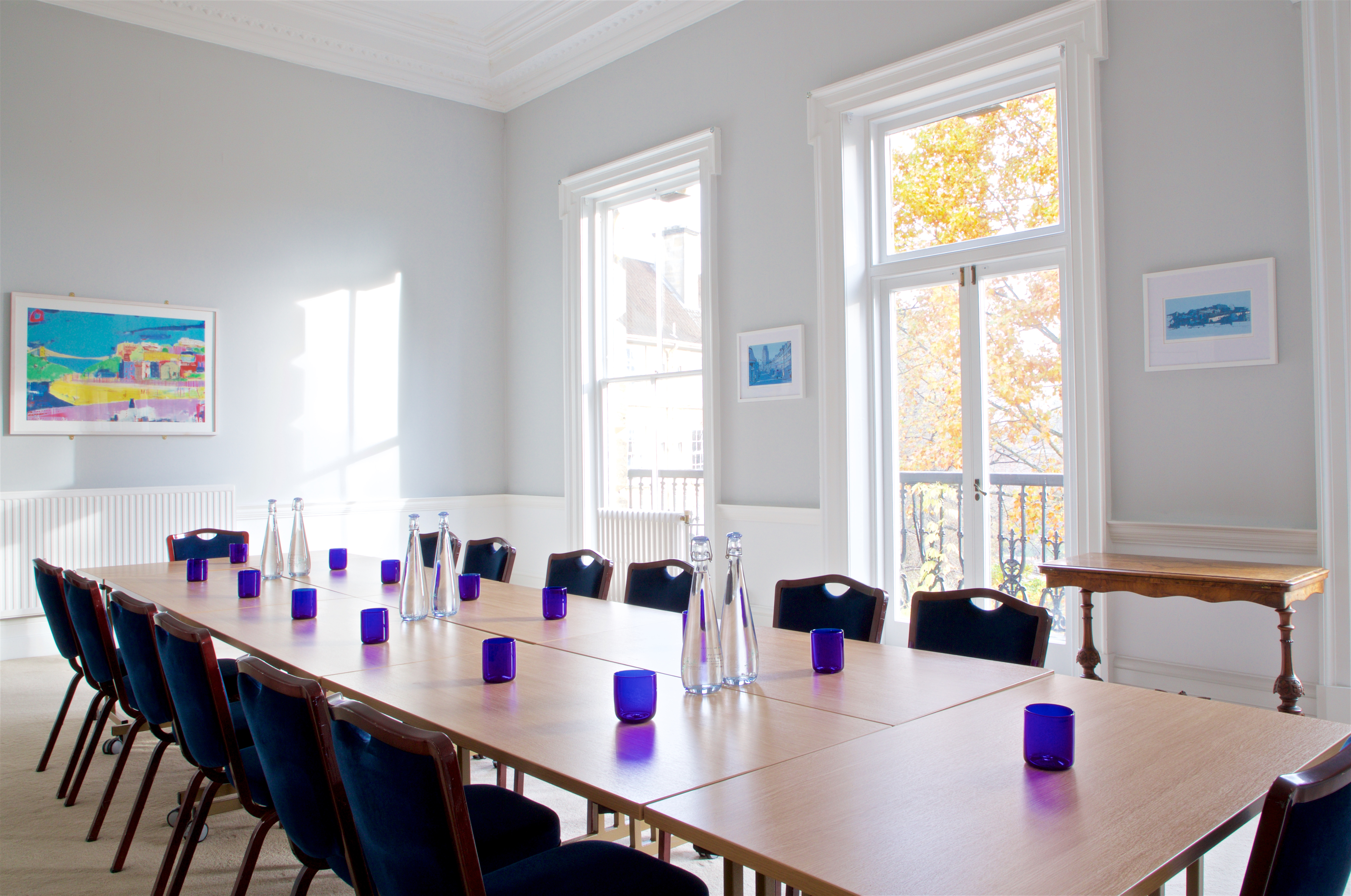Clifton Hill House meeting room with long table, ideal for workshops and board meetings.