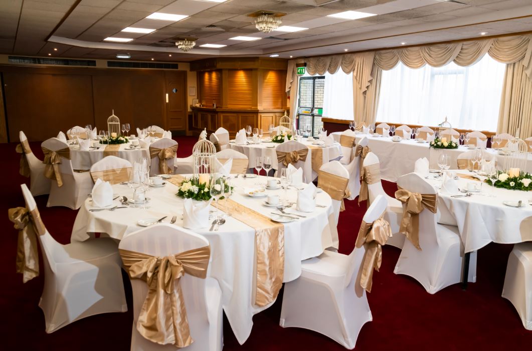 Elegant Wansbeck Suite banquet hall at Britannia Hotel, ideal for weddings and events.