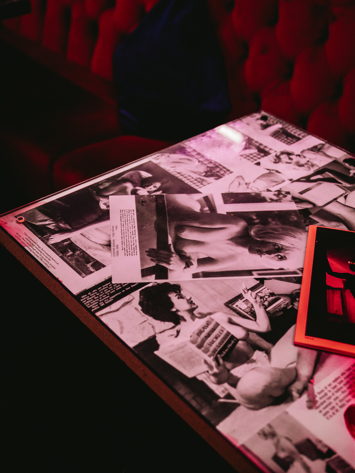 Mayfair Suite table with black-and-white photo collage for themed events and showcases.
