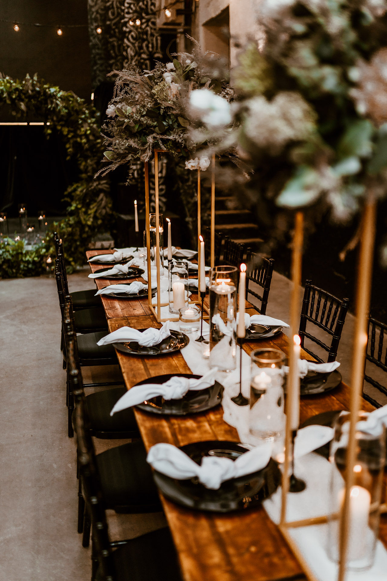 Elegant dining table with candles in Box Hub for formal events and celebrations. - Banner