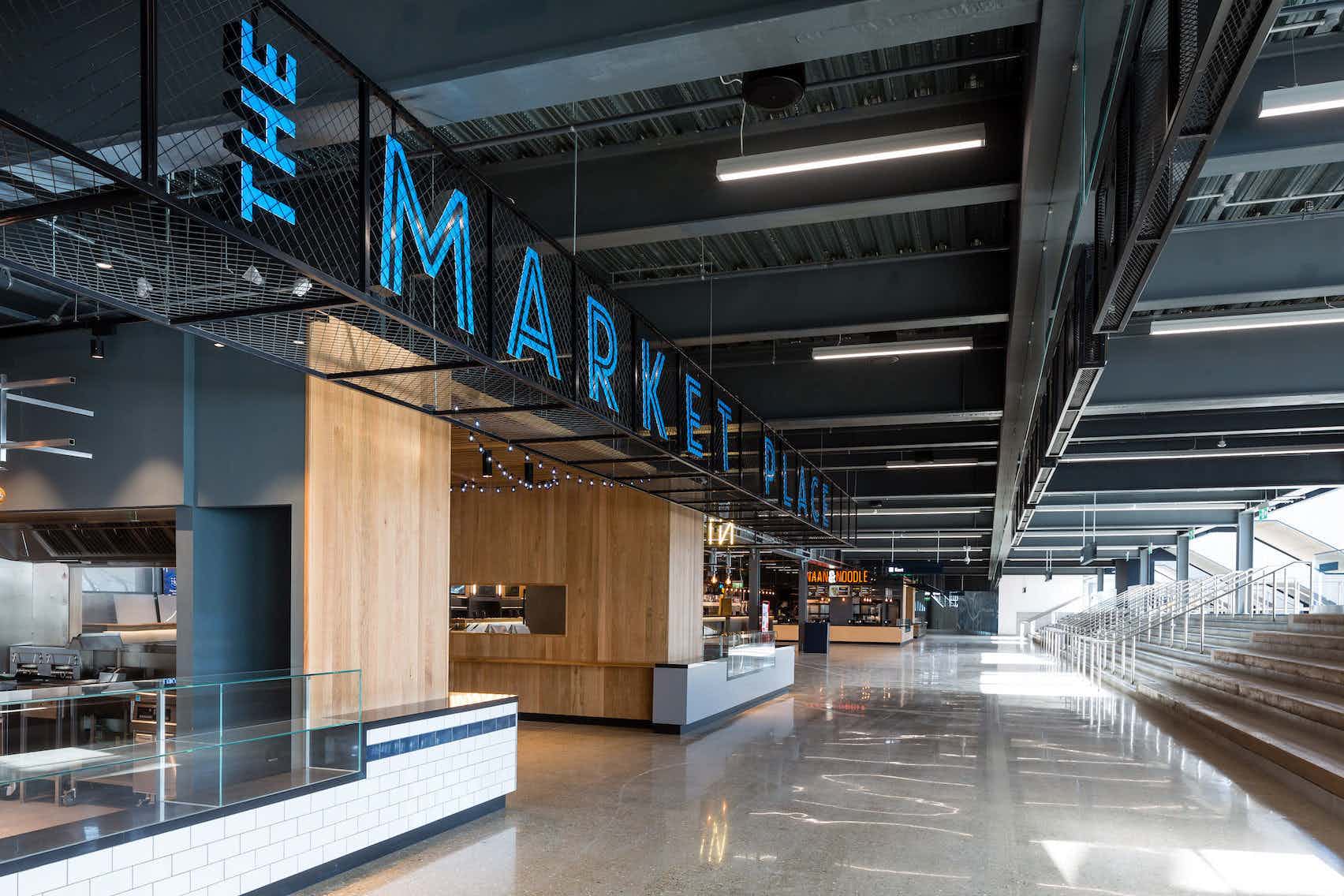 Modern Tottenham Hotspur Stadium Market Place, ideal for events and gatherings.