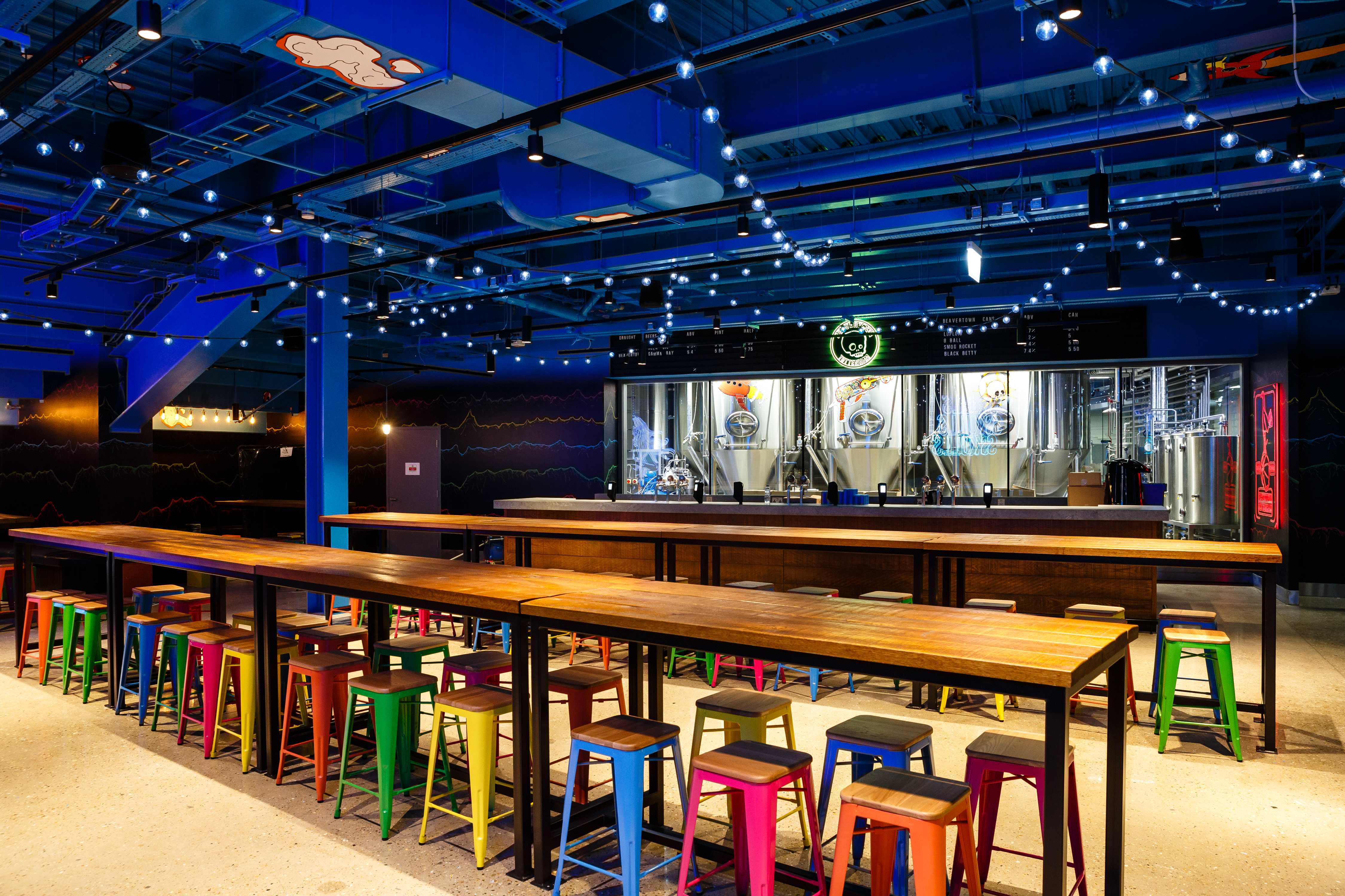Beavertown Taproom at Tottenham Hotspur Stadium, vibrant bar area for events.