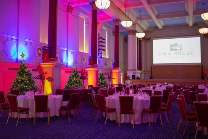 BMA House Christmas Party, elegant ballroom, corporate event